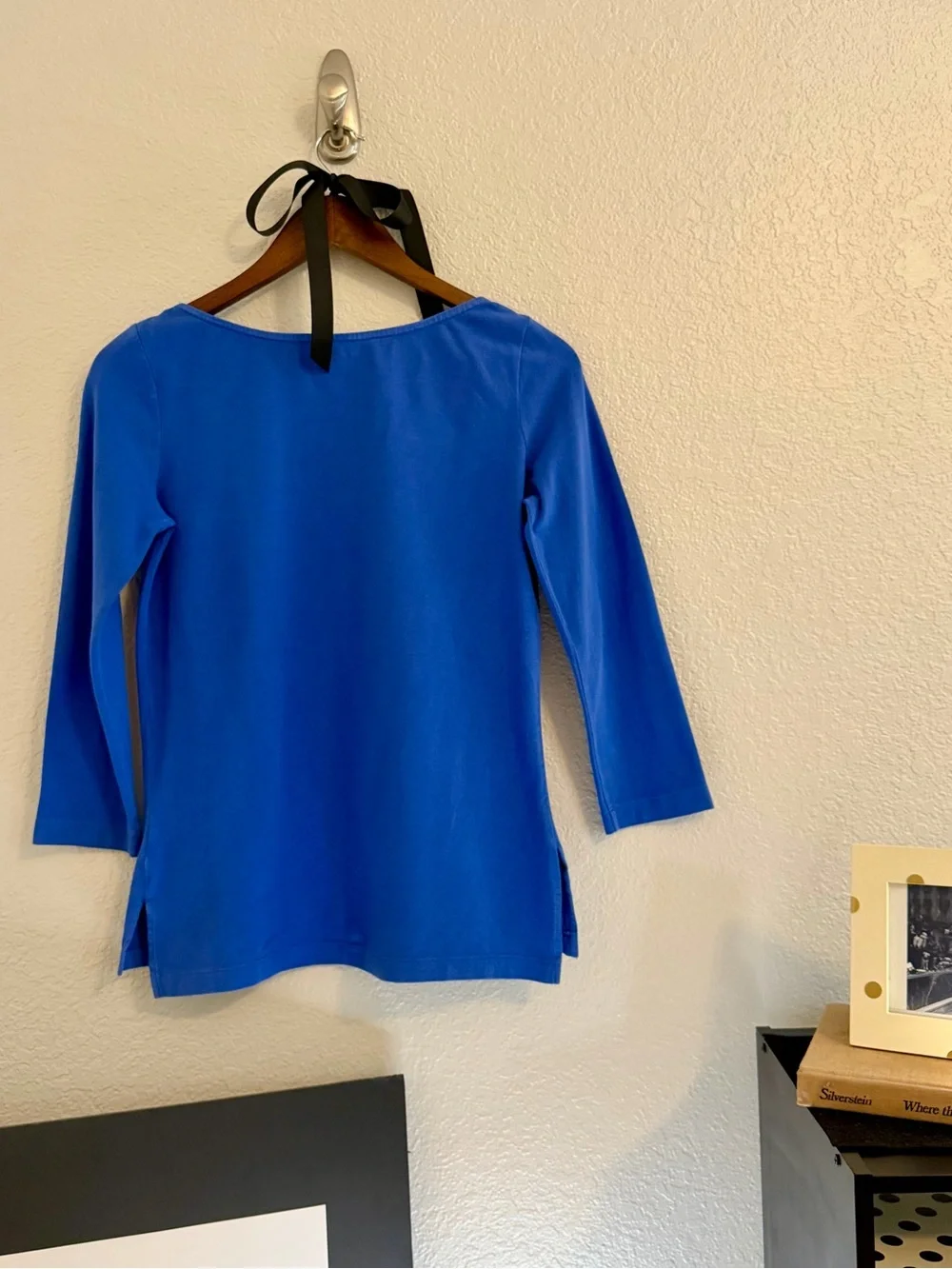 Kate Spade New York Blue Bow Neck 3/4 Sleeve Knit Top Women’s Small